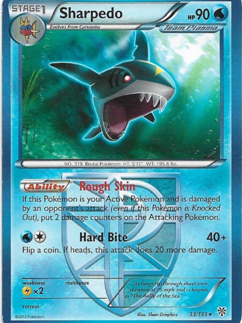 Pokemon Sharpedo 33/135 Plasma Storm LP